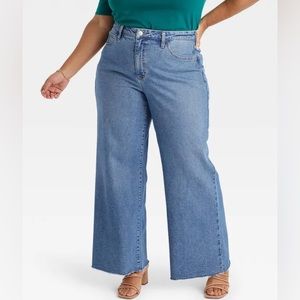 Women's High-Rise Wide Leg Jeans - Ava & Viv Blue Denim 18